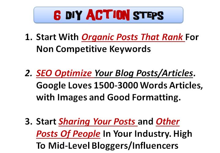 DIY Action Steps Content Ditribution