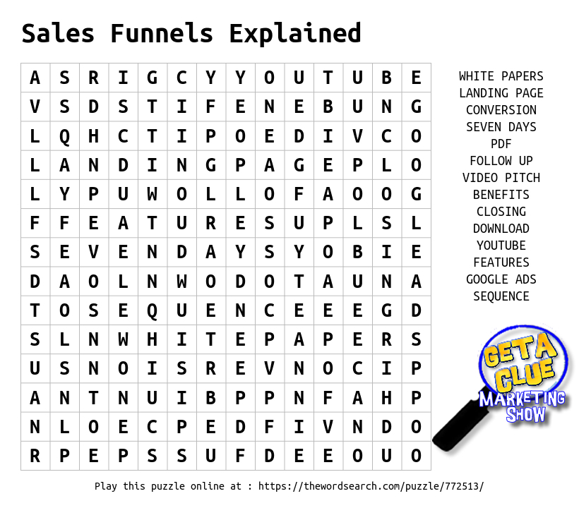 sales funnels word search